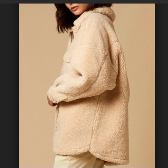 🧸Choosy Momo oversized Teddy shirt jacket in beige - Picture 5 of 6